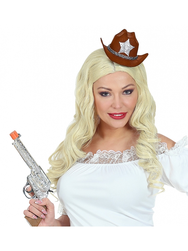 Mini chapeau de cowgirl avec étoile de sheriff