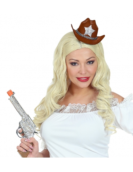 Mini chapeau de cowgirl avec étoile de sheriff