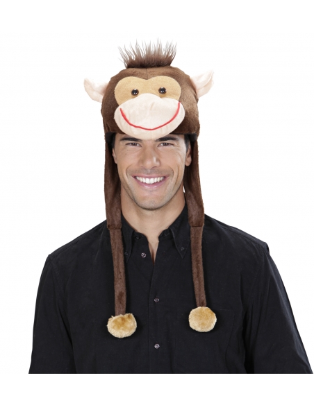 Bonnet Singe adulte en peluche