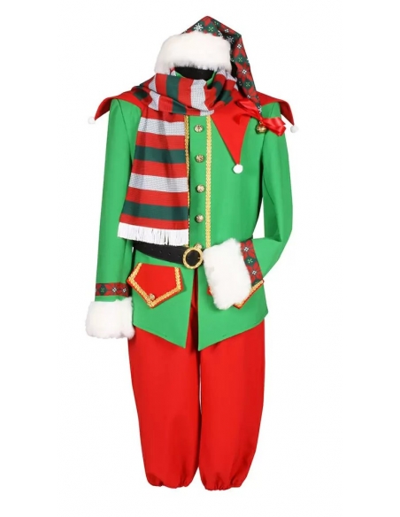 Costume Lutin De Noël Deluxe Homme - 4 Pièces - Idéal Fêtes, Cosplay, Spectacle - Taille Adulte