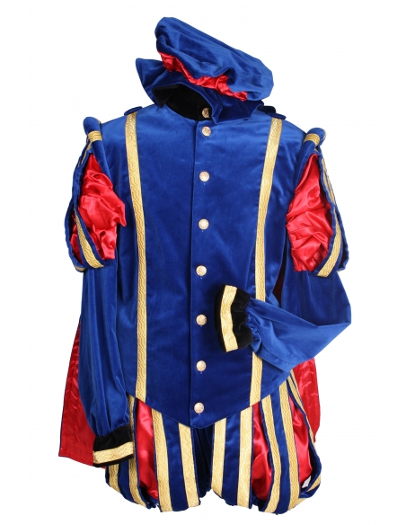 Costume de la Renaissance Européenne Bleu et Rouge Homme