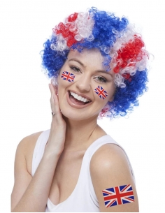 Perruque Tricolore frisé pour supporter 2
