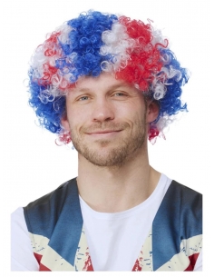Perruque Tricolore frisé pour supporter
