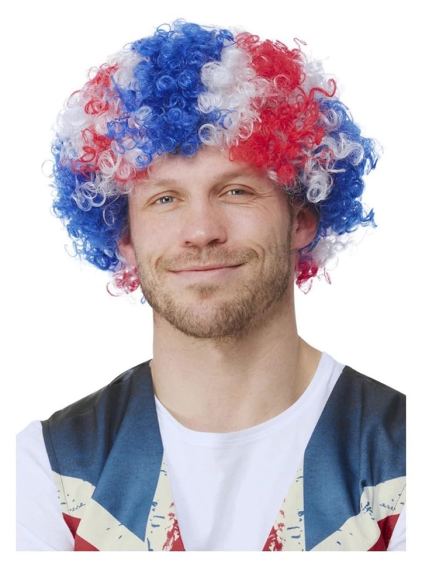 Perruque Tricolore frisé pour supporter