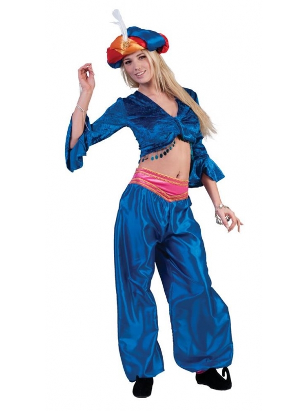 Pantalon Satiné Bleu pour Danseuse Orientale1