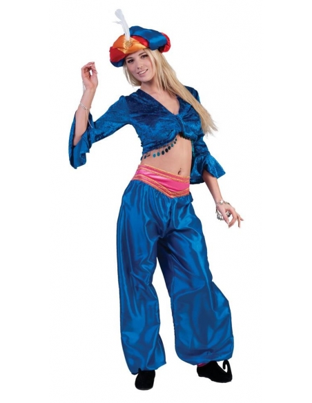 Pantalon Satiné Bleu pour Danseuse Orientale1