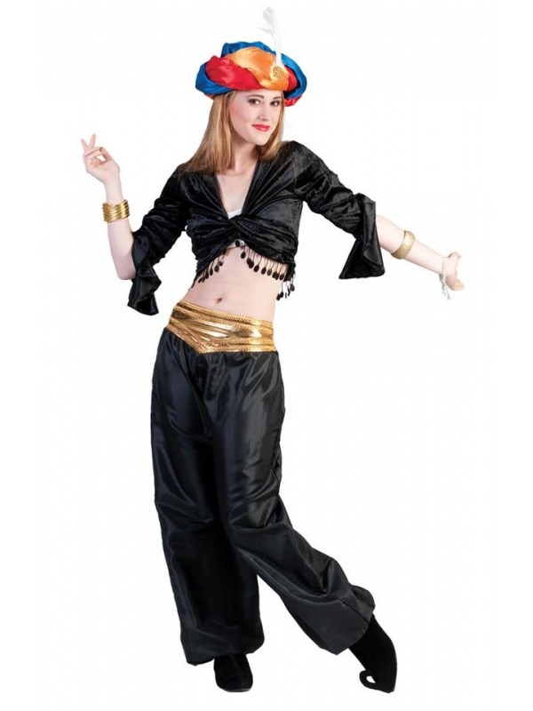 Pantalon Satiné Bleu pour Danseuse Orientale