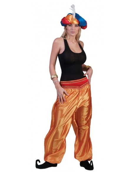 Pantalon doré - Danseuse Orientale avec Ceinture Rouge