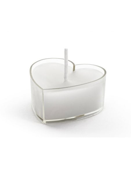 Bougies chauffe-plat cœur, 4 cm, blanc - Déco mariage