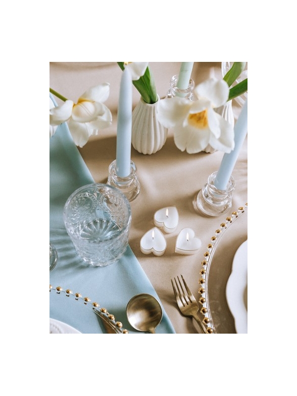 Bougies chauffe-plat cœur, 4 cm, blanc - Déco mariage