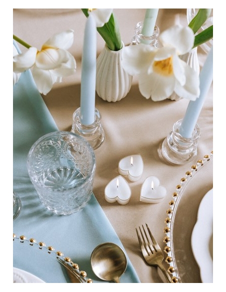 Bougies chauffe-plat cœur, 4 cm, blanc - Déco mariage