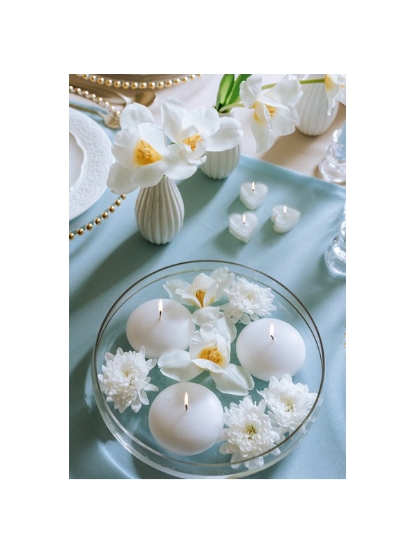 Bougies chauffe-plat cœur, 4 cm, blanc - Déco mariage
