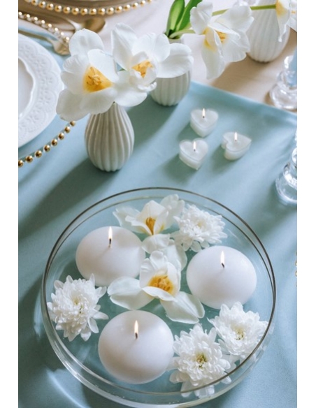 Bougies chauffe-plat cœur, 4 cm, blanc - Déco mariage