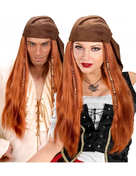 Perruque pirate de caraïbes avec foulard en suédine. couple