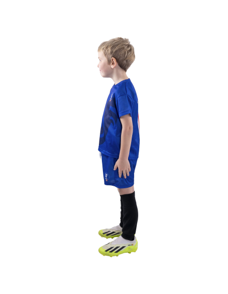 Ensemble foot France enfant – Maillot + short bleu (polyester) | Tailles 116 à 164