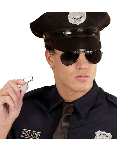 Sifflet arbitre ou policier en métal argenté
