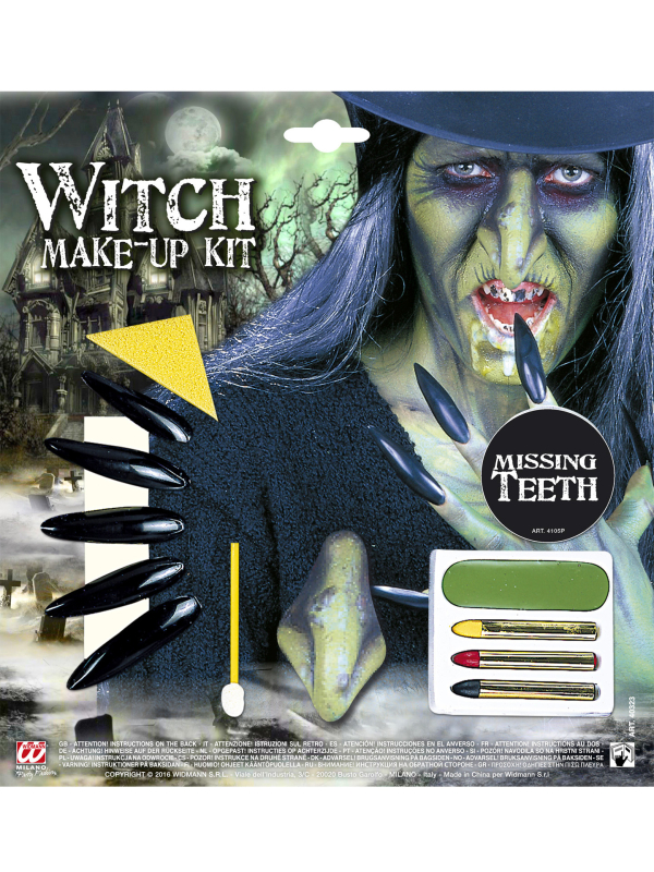 Maquillage de sorcière : Set avec accessoires