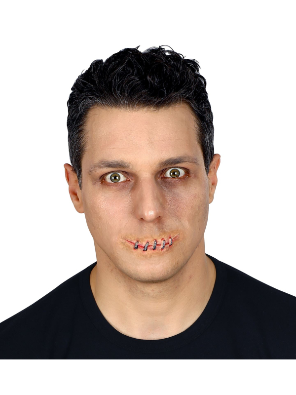 Prothèse latex, bouche cousue avec agrafe - Maquillage halloween