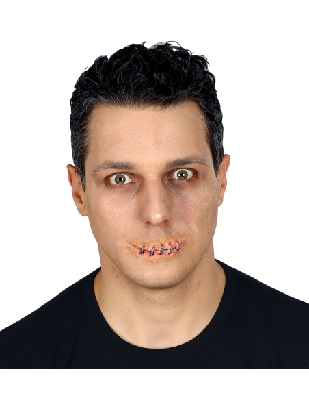 Prothèse latex, bouche cousue avec agrafe - Maquillage halloween