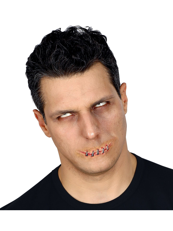Prothèse latex, bouche cousue avec agrafe - Maquillage halloween