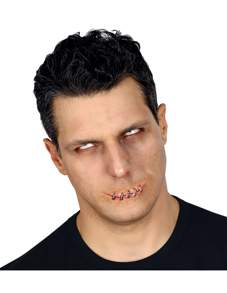 Prothèse latex, bouche cousue avec agrafe - Maquillage halloween