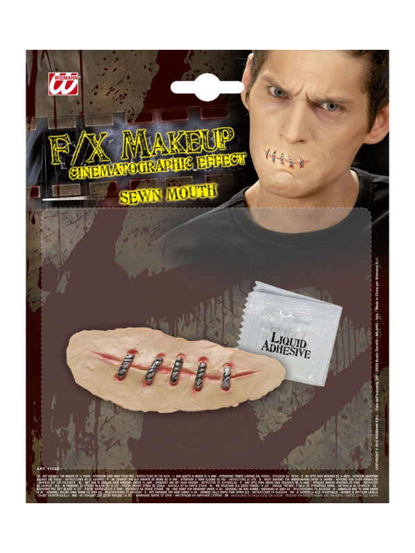Prothèse latex, bouche cousue avec agrafe - Maquillage halloween