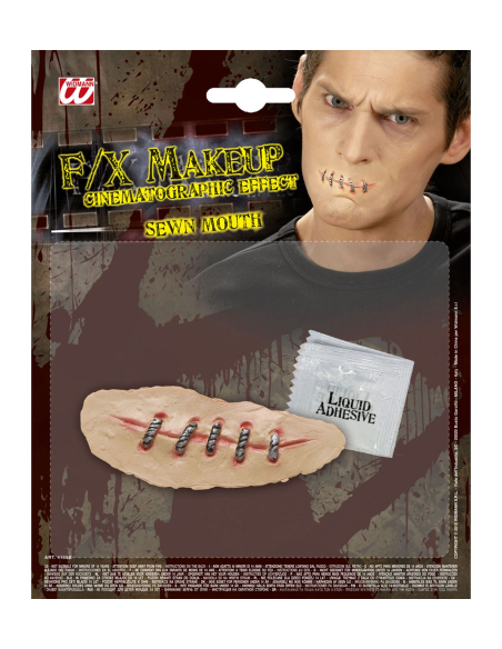 Prothèse latex, bouche cousue avec agrafe - Maquillage halloween