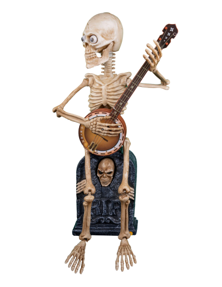 Automate halloween squelette jouant du banjo - 90 cm
