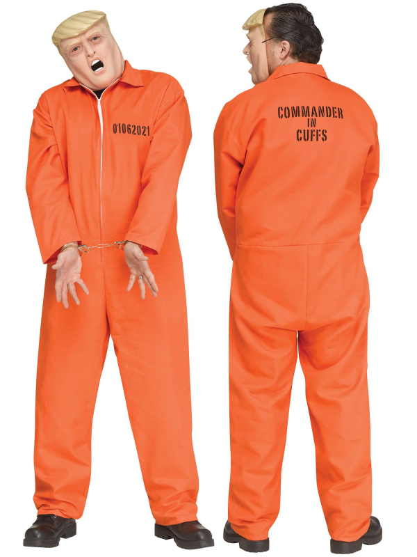 Déguisement prisonnier orange avec masque de Trump