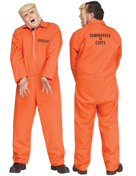 Déguisement prisonnier orange avec masque de Trump