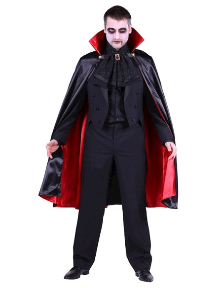Cape Dracula avec col montant rouge et noir