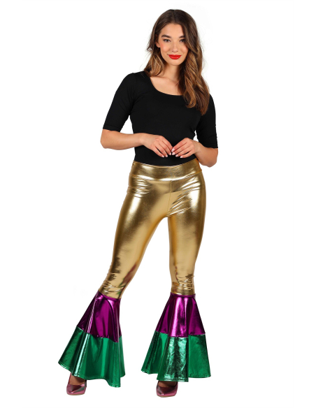 Pantalon Disco Métallisé Femme | Pattes d'Éléphant | Soirée Disco