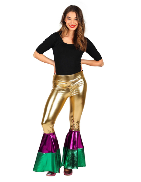 Pantalon Disco Métallisé Femme | Pattes d'Éléphant | Soirée Disco
