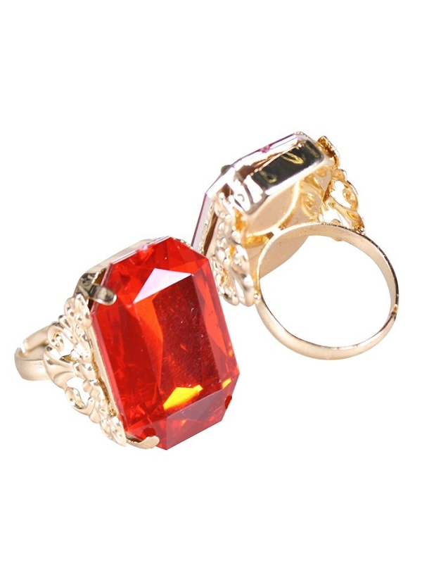 Bague de Saint Nicolas ajustable | Pierre Rouge et Métal Doré