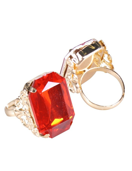 Bague de Saint Nicolas ajustable | Pierre Rouge et Métal Doré