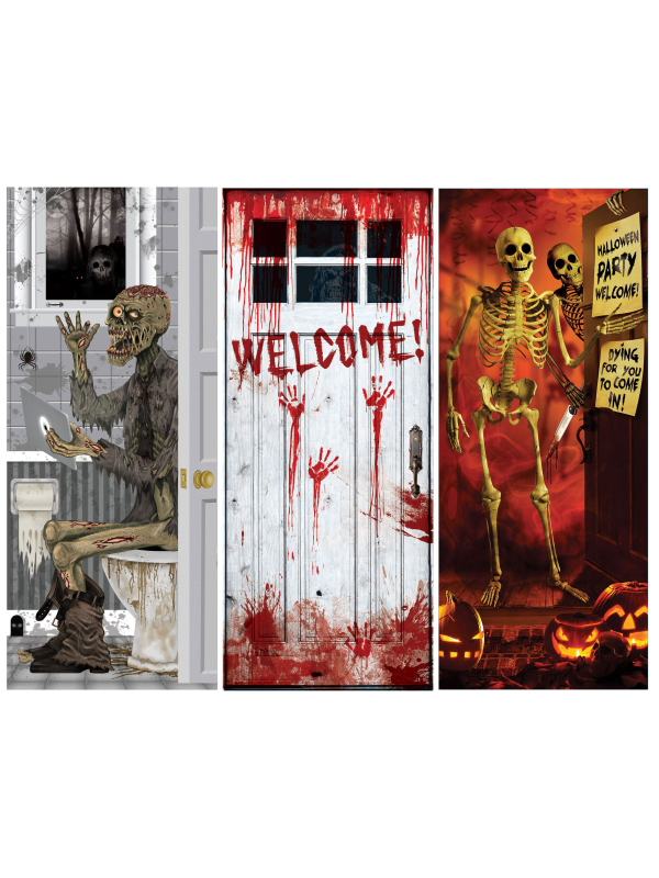 Décoration Halloween Maison : Panneau de Porte Bienvenue Ensanglanté
