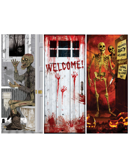 Décoration Halloween Maison : Panneau de Porte Bienvenue Ensanglanté