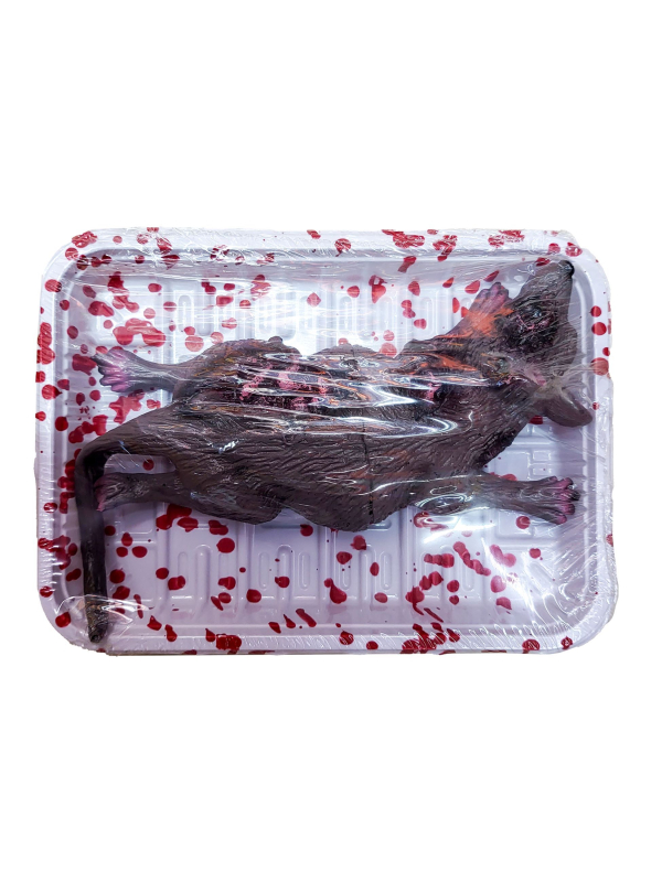 Décoration d'Halloween Effrayante : Rat Mort dans une Barquette