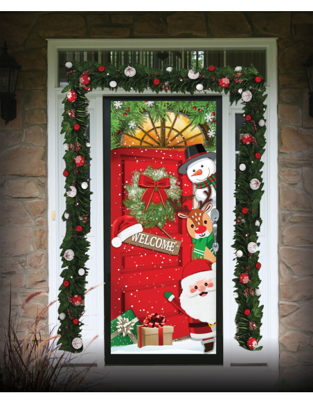 Décoration de noël Welcome pour porte d'entrée (76x182cm)