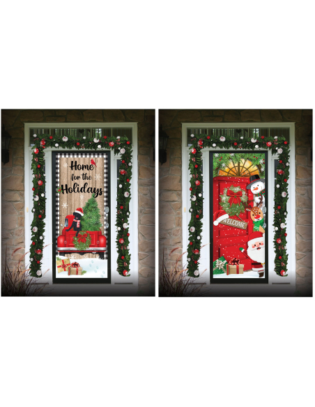 Décoration de noël Welcome pour porte d'entrée (76x182cm)