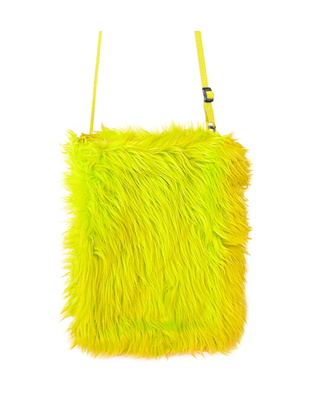 Sac à main jaune fluo en peluche
