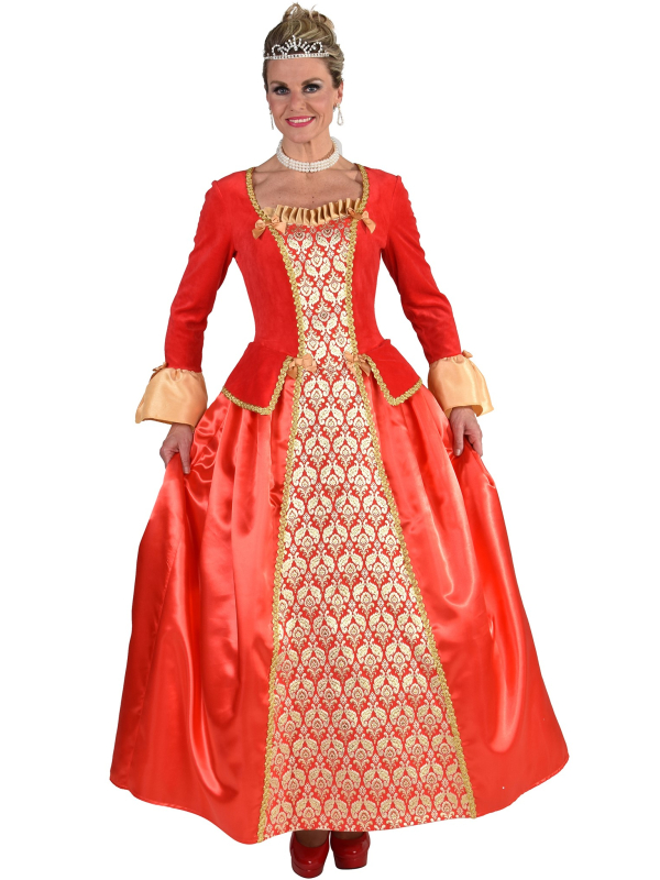 Costume renaissance de marquise rouge et doré