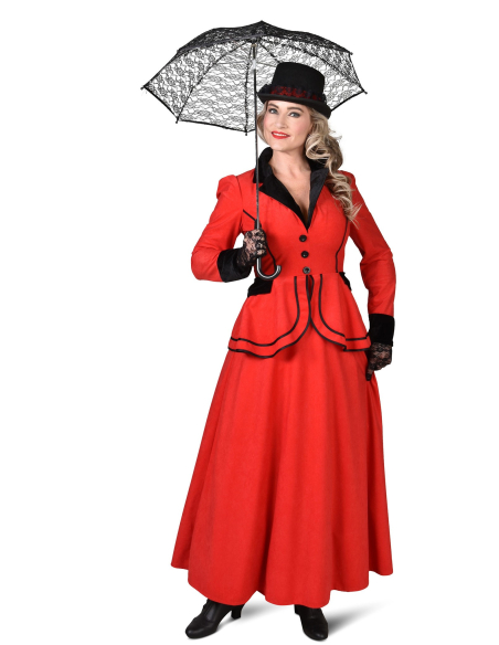 Costume Victorien femme rouge et noir du S au XXL