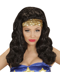 Perruque de Super Woman avec bandeau à sequin