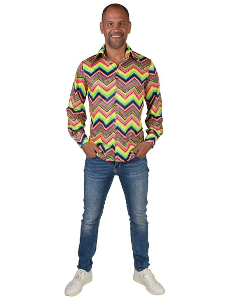 Chemise années 80 néon pour homme du S au XXXL