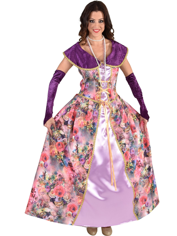 Robe de Marquise à fleurs avec gants - Création Magic by Freddys