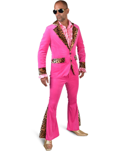 Costume de Mac des années 70 rose et léopard du S au XXL
