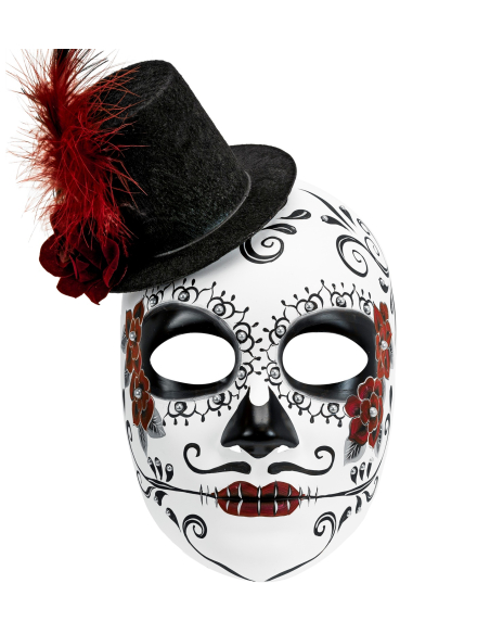 Masque Jour des mort adulte avec chapeau