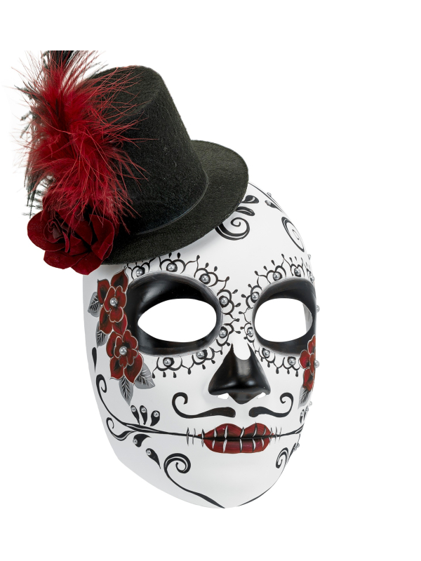 Masque Jour des mort adulte avec chapeau