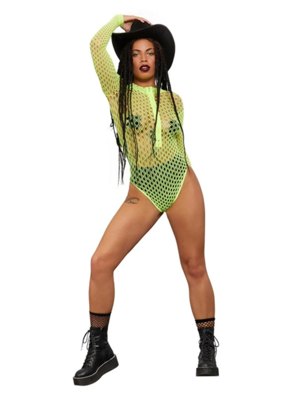 Bodystocking Femme pour Festival : jaune fluo